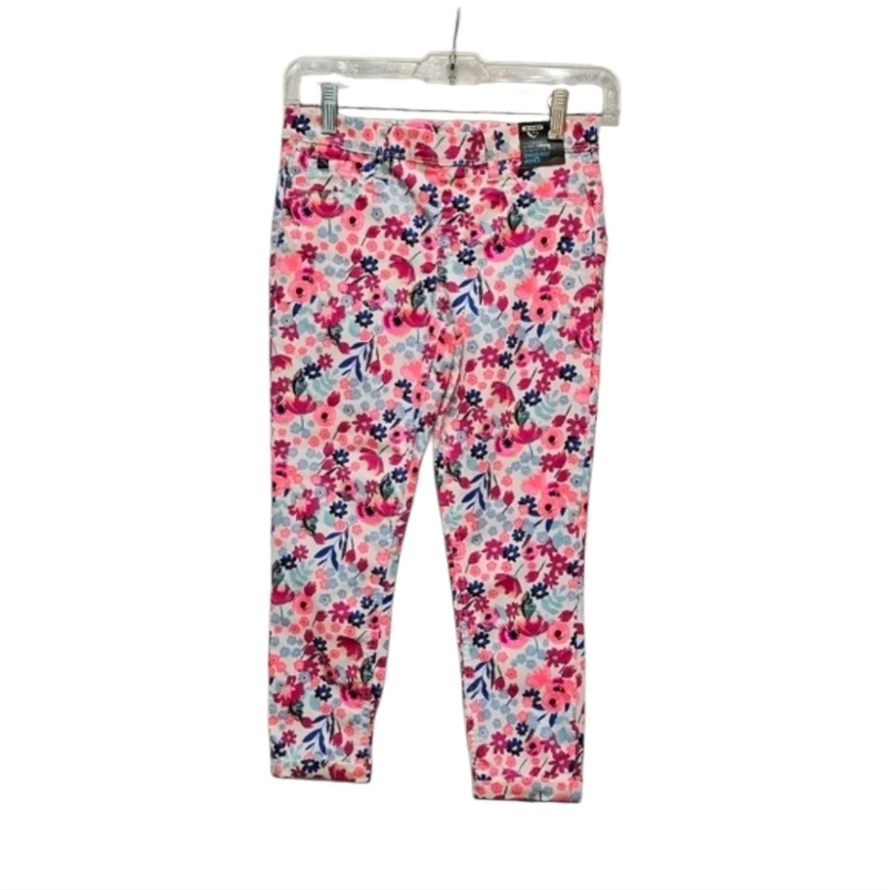 Jordache Crop Floral Jegging Neon 65% Cotton 33% Polyester 2% Spandex Sz L 10/12